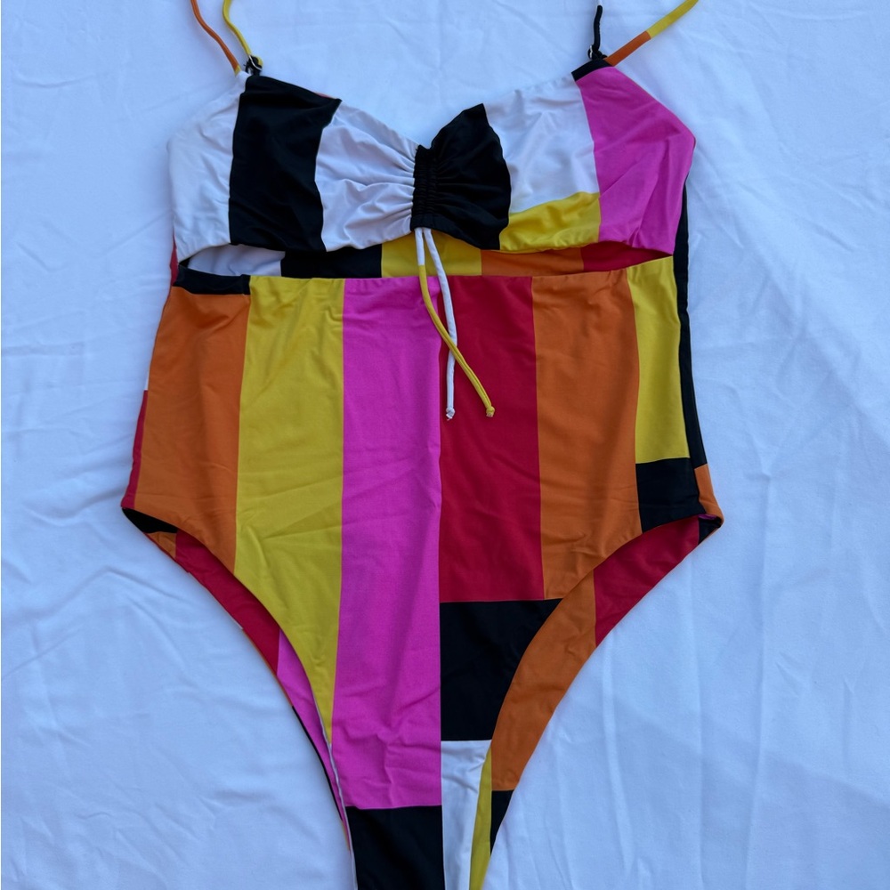 San Lorenzo Colorful Blocked Stripe One Piece Bikini